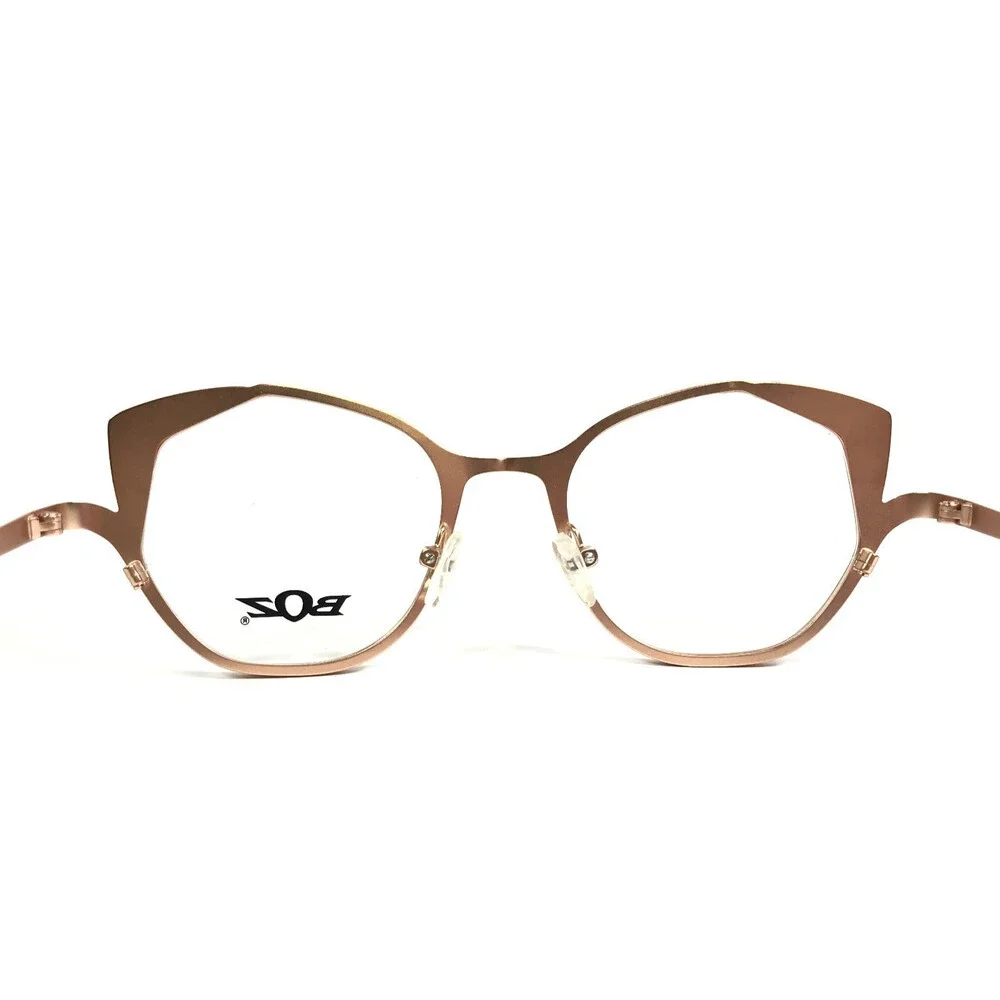 BOZ Eyeglasses Frames JANET 5000 Pink Gold Black Cat Eye 48-19-140